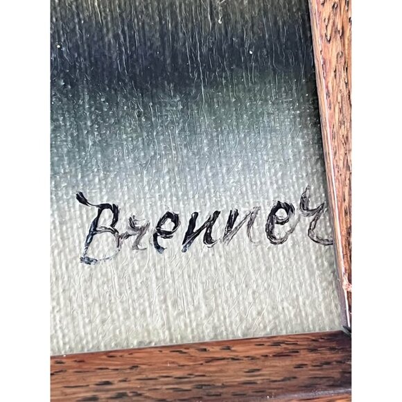 Vintage BRENNER ART Oil Painting Signed-Brenner, cabin scene - Picture 7 of 10